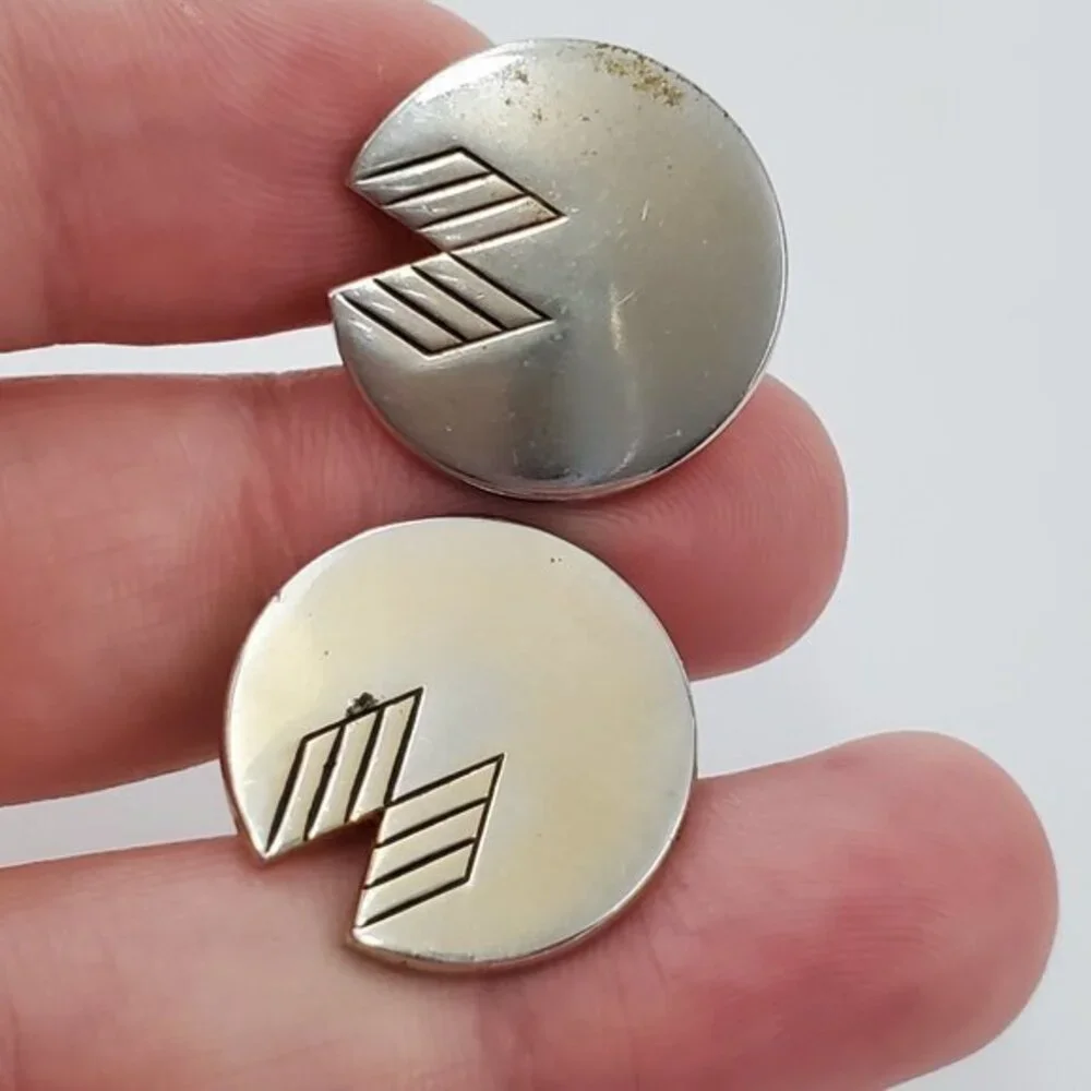 Swank Cufflinks Tribal Silver‎ Art Deco Gold Geomet
